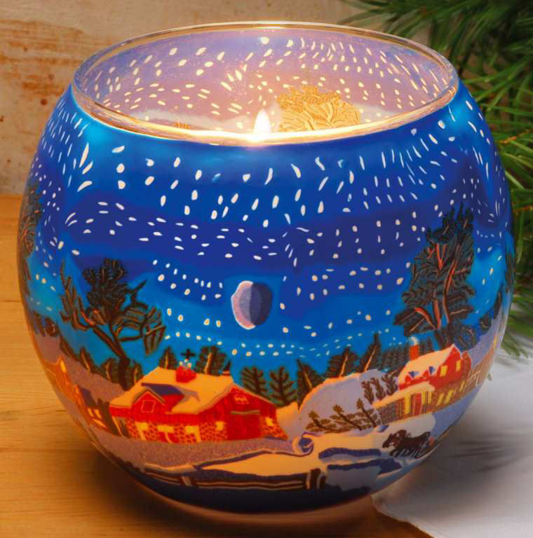 Deko Leuchtglas mit Motivlandschaft „Winter”