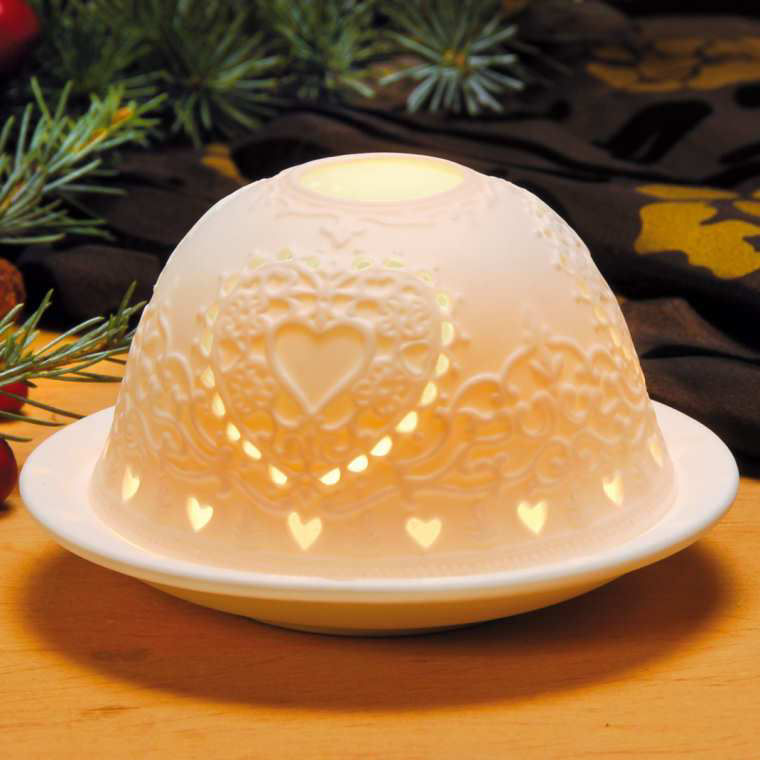 Dome Light Porzellan-Windlicht „Herz”