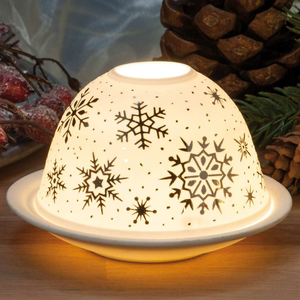Dome Light Brillant Porzellan-Windlicht „Schneeflocke”