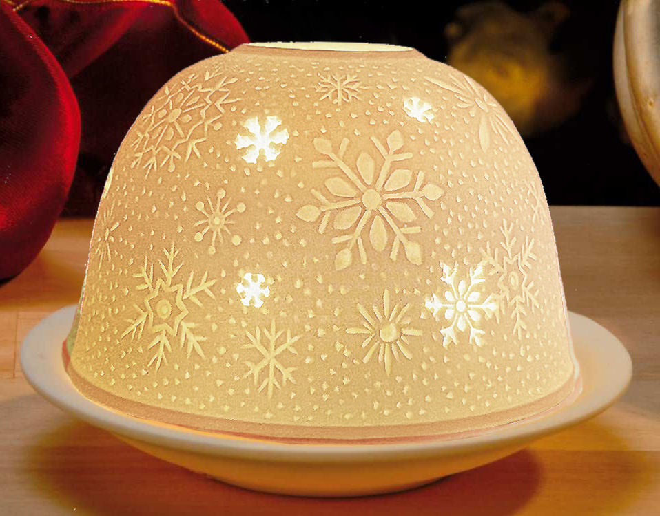 Dome Light Porzellan-Windlicht „Schneeflocke”