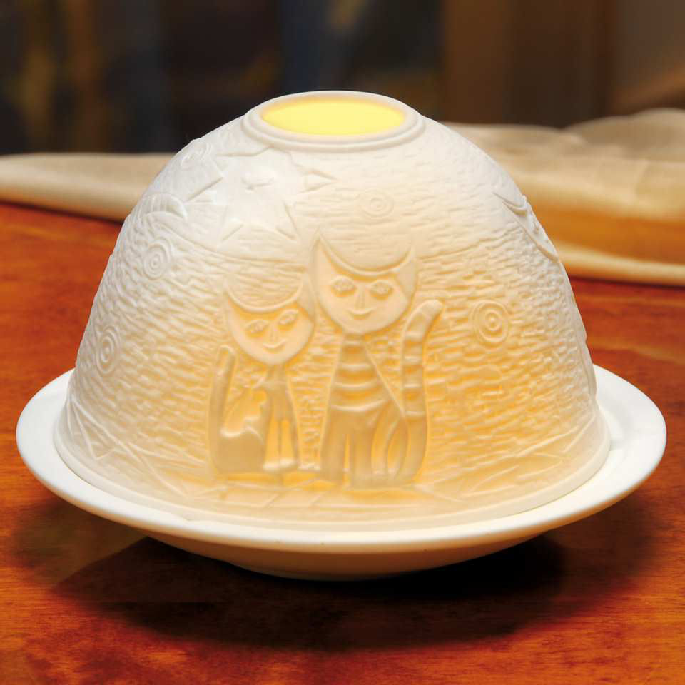 Dome Light Porzellan-Windlicht „Katzenpaar”