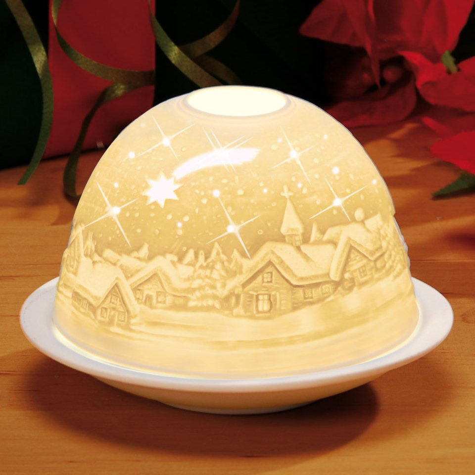 Dome Light Porzellan-Windlicht „Winterlandschaft”