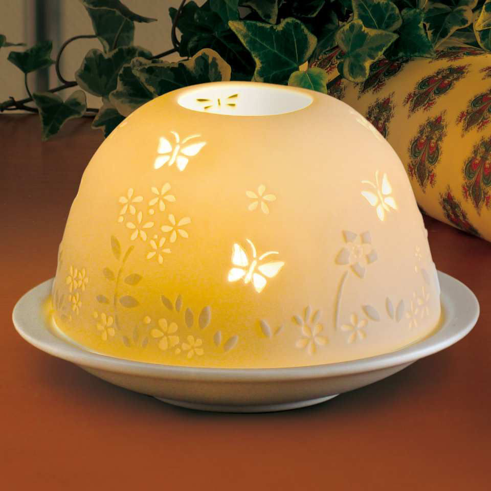 Dome Light Porzellan-Windlicht „Schmetterlinge”