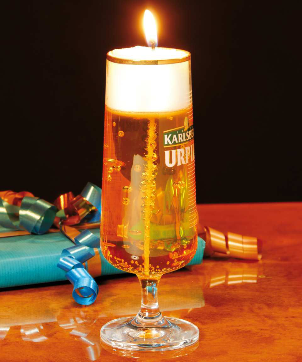 Deko Pilstulpen Kerze aus Gelwachs, Party Geschenk für Bierliebhaber
