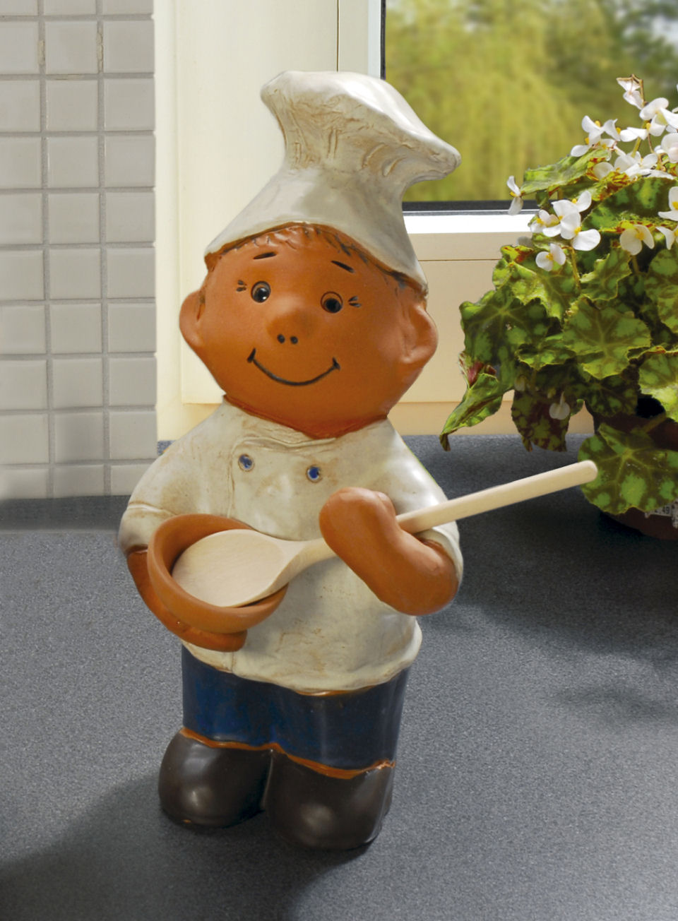 Deko-Kochfigur „Tim”, Keramikfigur mit Kochlöffel