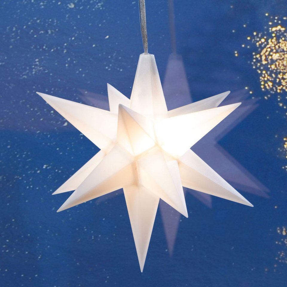 Advents-Stern Weihnachtsdeko, Fensterhänger mit weißer LED
