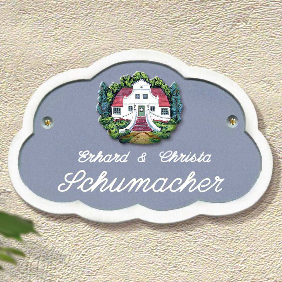 Haustürschild „Landhaus-Villa”, Namensschild aus Keramik