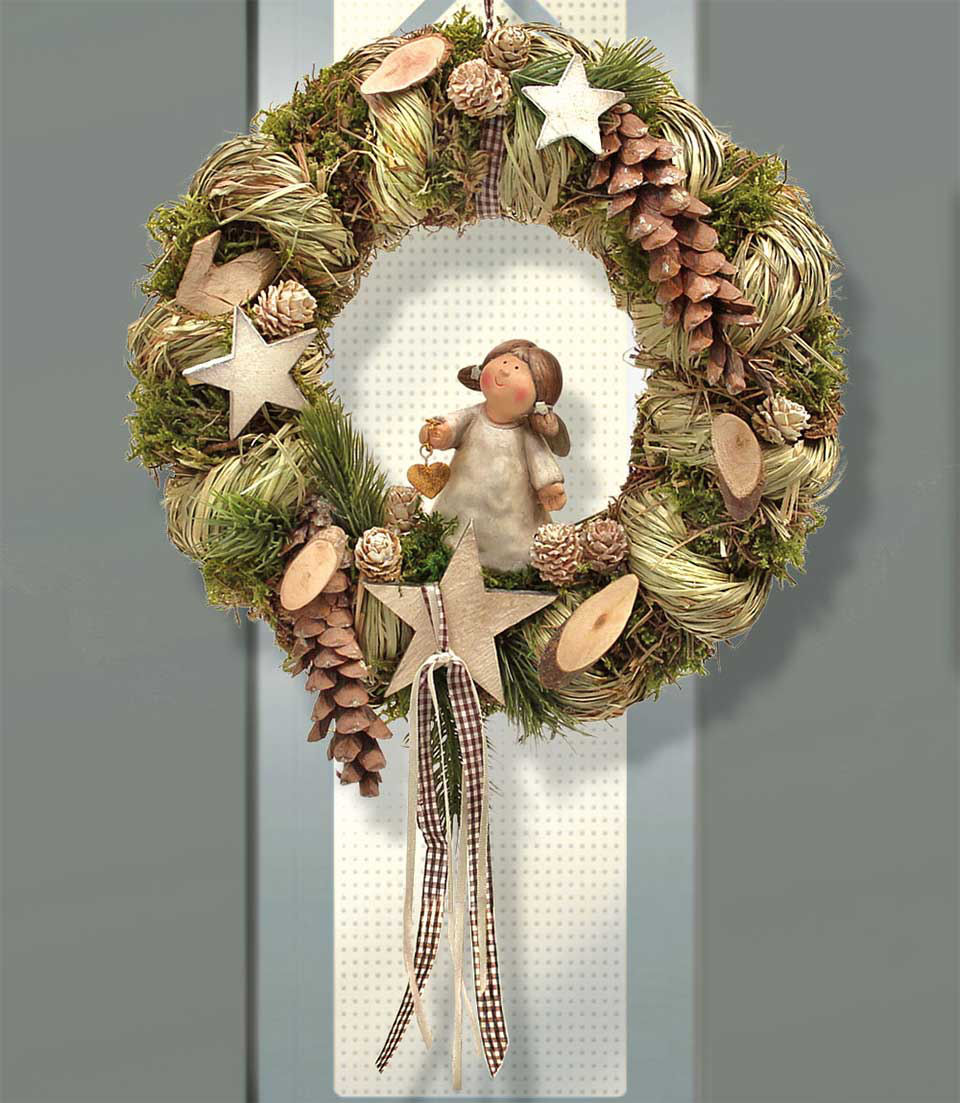Türkranz „Engel”, Haustür Weihnachtsdeko aus Naturmaterial