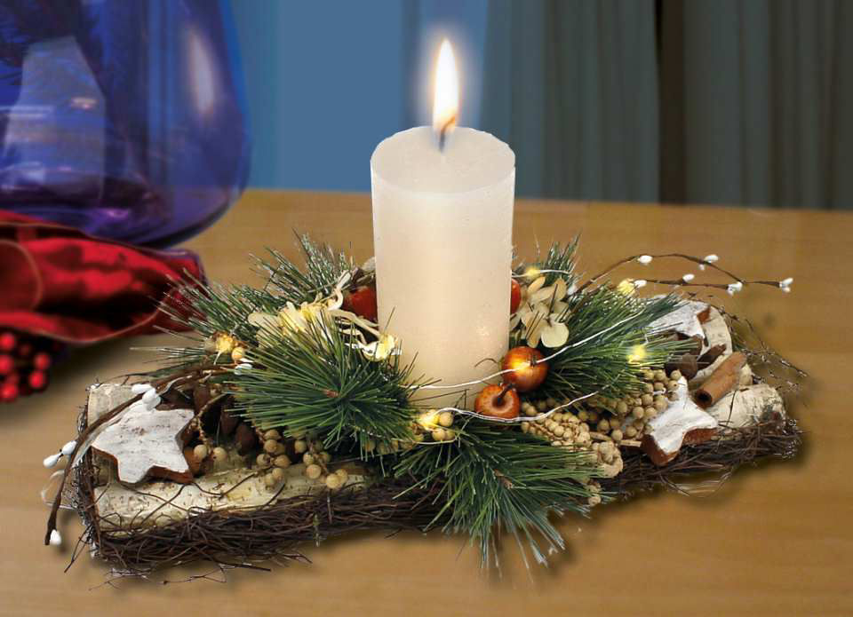 Tischgesteck „Weihnachten”, Winterdeko Weihnachtskranz