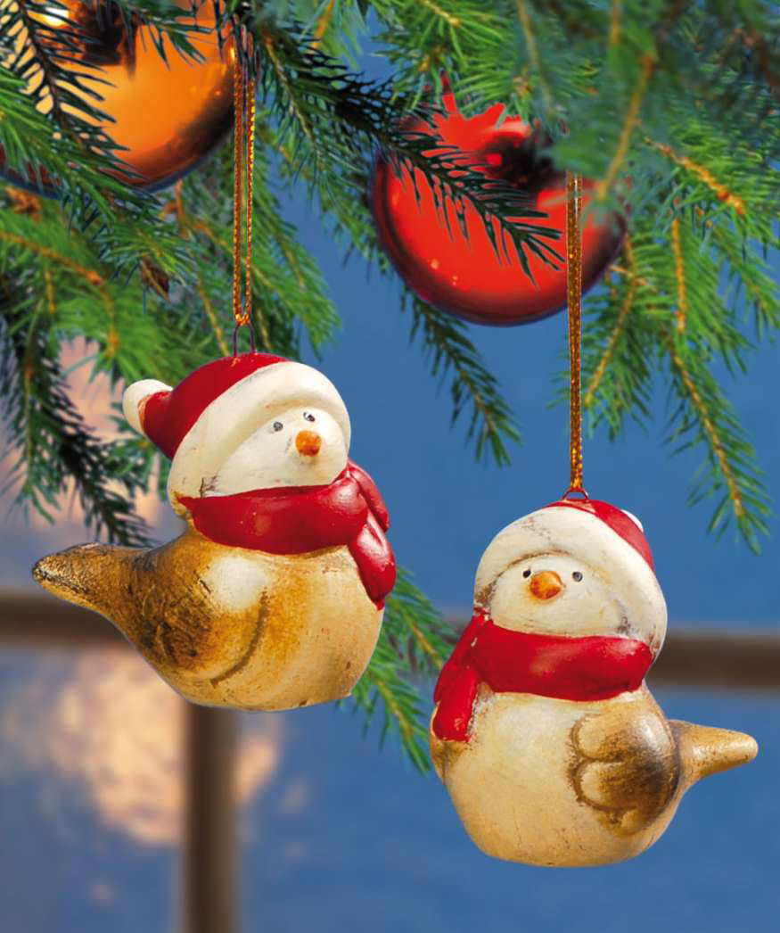 Weihnachtsbaumschmuck „Wintervögel”, Baumhänger 2er-Set