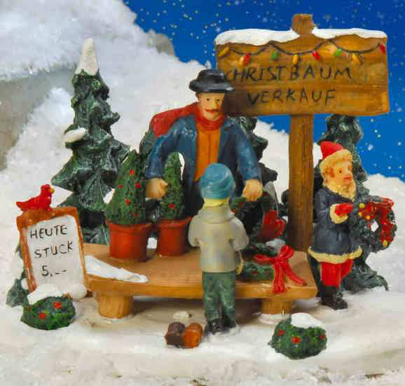 Lichthäuser Miniaturfiguren „Christbaumverkauf”