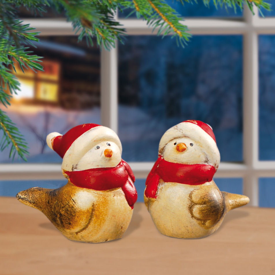 Weihnachtsfiguren „Wintervögel”, Vogelpaar Weihnachtsdeko