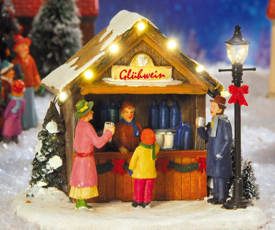 Lichthäuser Weihnachtsdeko LED Marktstand „Glühwein”