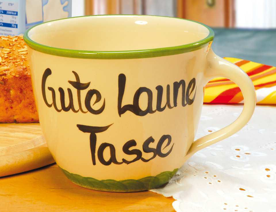 Kaffeetasse „Gute Laune”, Trinkbecher aus Keramik