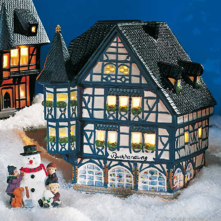 Keramik Lichthaus Weihnachtsdeko „Buchhandlung”