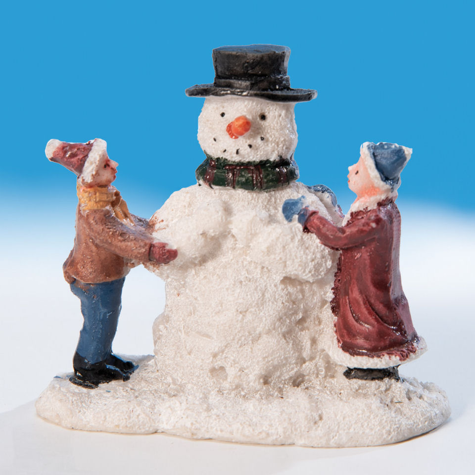 Lichthäuser Miniaturfiguren „Schneemann mit Kindern”