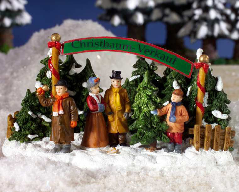 Lichthäuser Miniaturfiguren Set „Christbaum Verkauf”