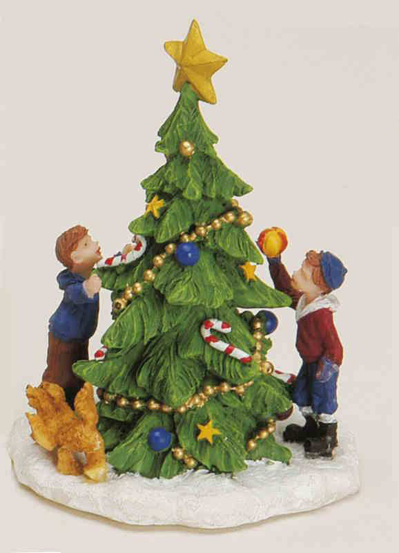 Lichthäuser Miniaturfiguren Set „Kinder mit Weihnachtsbaum”
