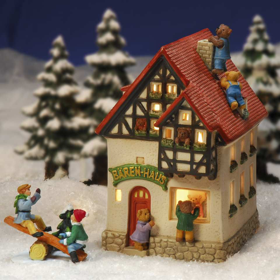 Keramik Lichthaus Weihnachtsdeko „Bärenhaus”