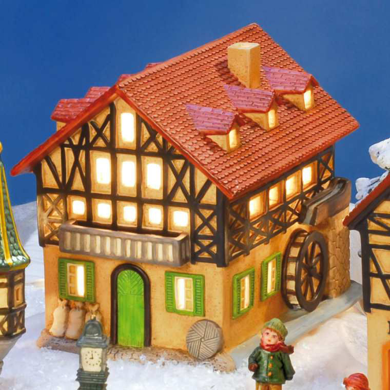 Keramik Lichthaus Weihnachtsdeko „Alte Mühle”