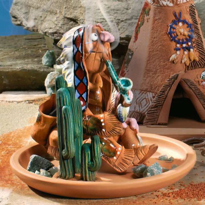 Räucher-Indianer „Manitu”, Räucherfigur aus Terrakotta