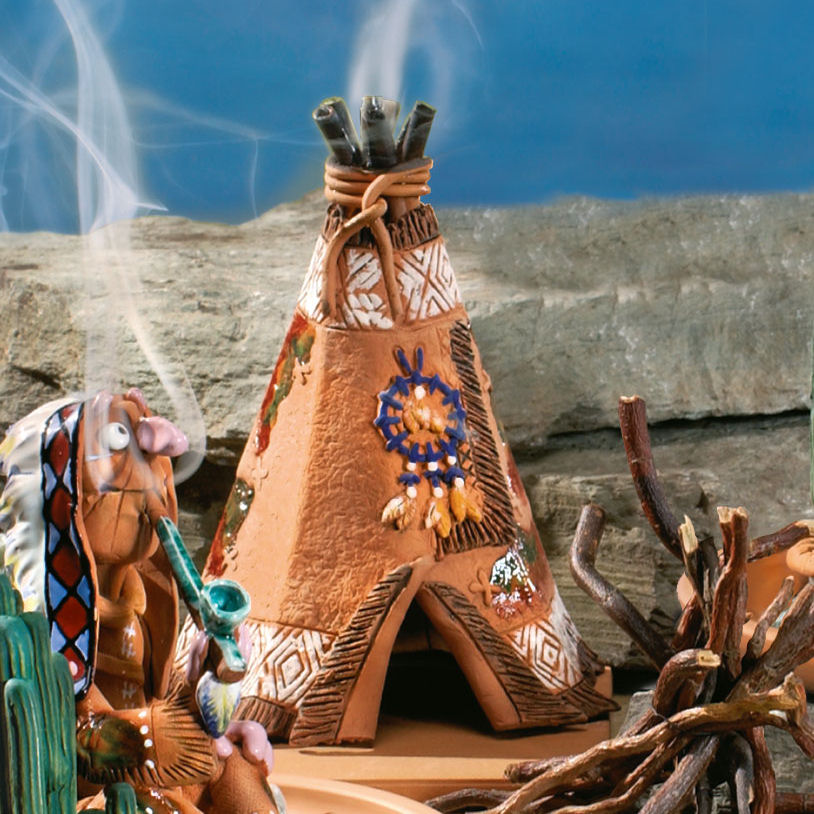 Räucher-Indianerzelt „Tipi”, Räucherfigur aus Terrakotta