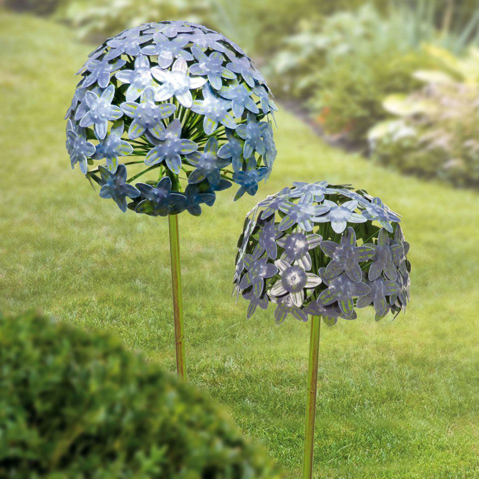 Gartenstecker „Hortensie”, Blüten-Gartendeko auf Metallstab