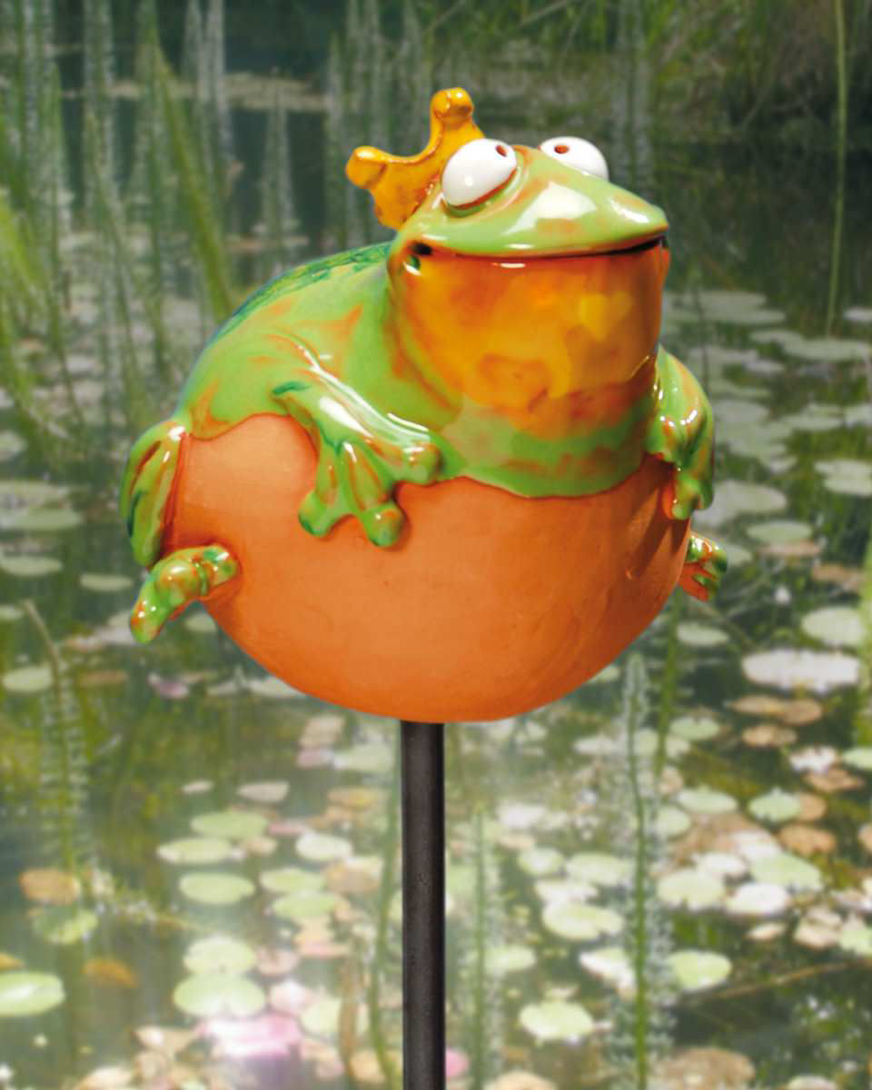 Gartenstecker „Froschkönig”, wetterfeste Gartendeko