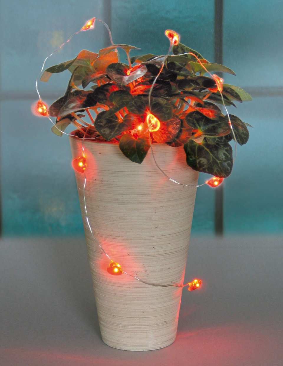 LED Lichterkette, Weihnachtsdeko, 12 rote Herzlichter