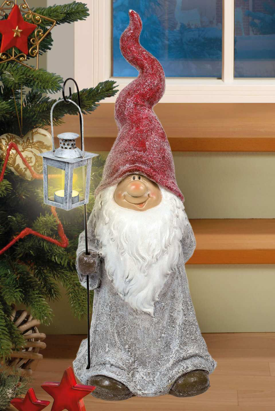 Weihnachtsfigur „Weihnachtswichtel”, Dekofigur mit Laterne