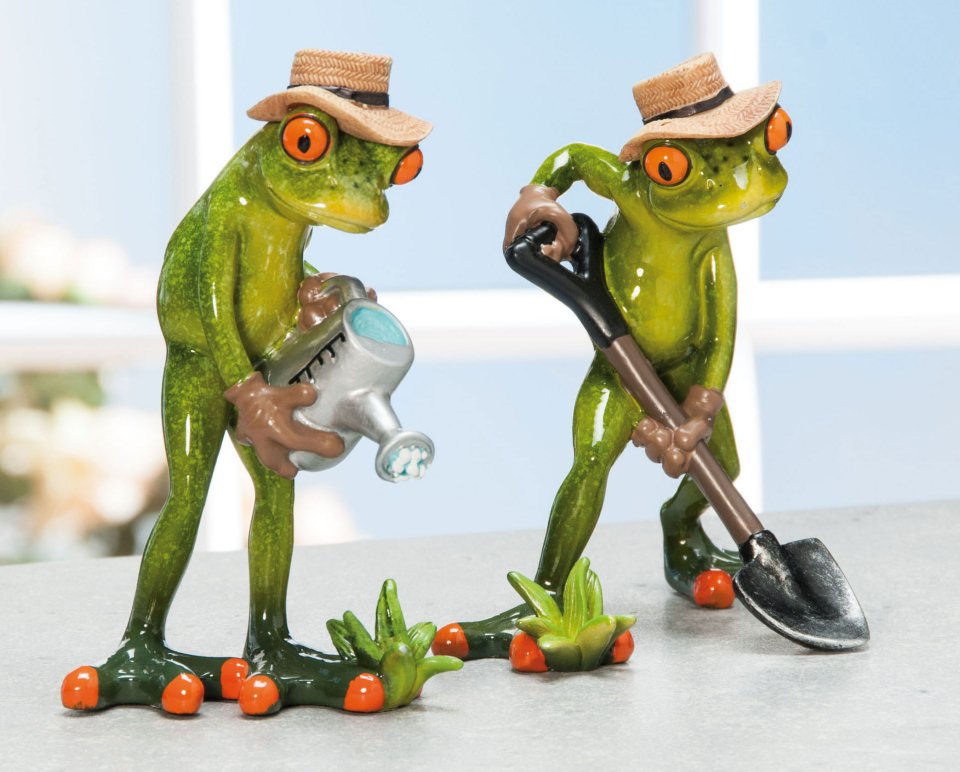 Deko-Froschpaar „Gärtner”, 2er-Set Froschfiguren