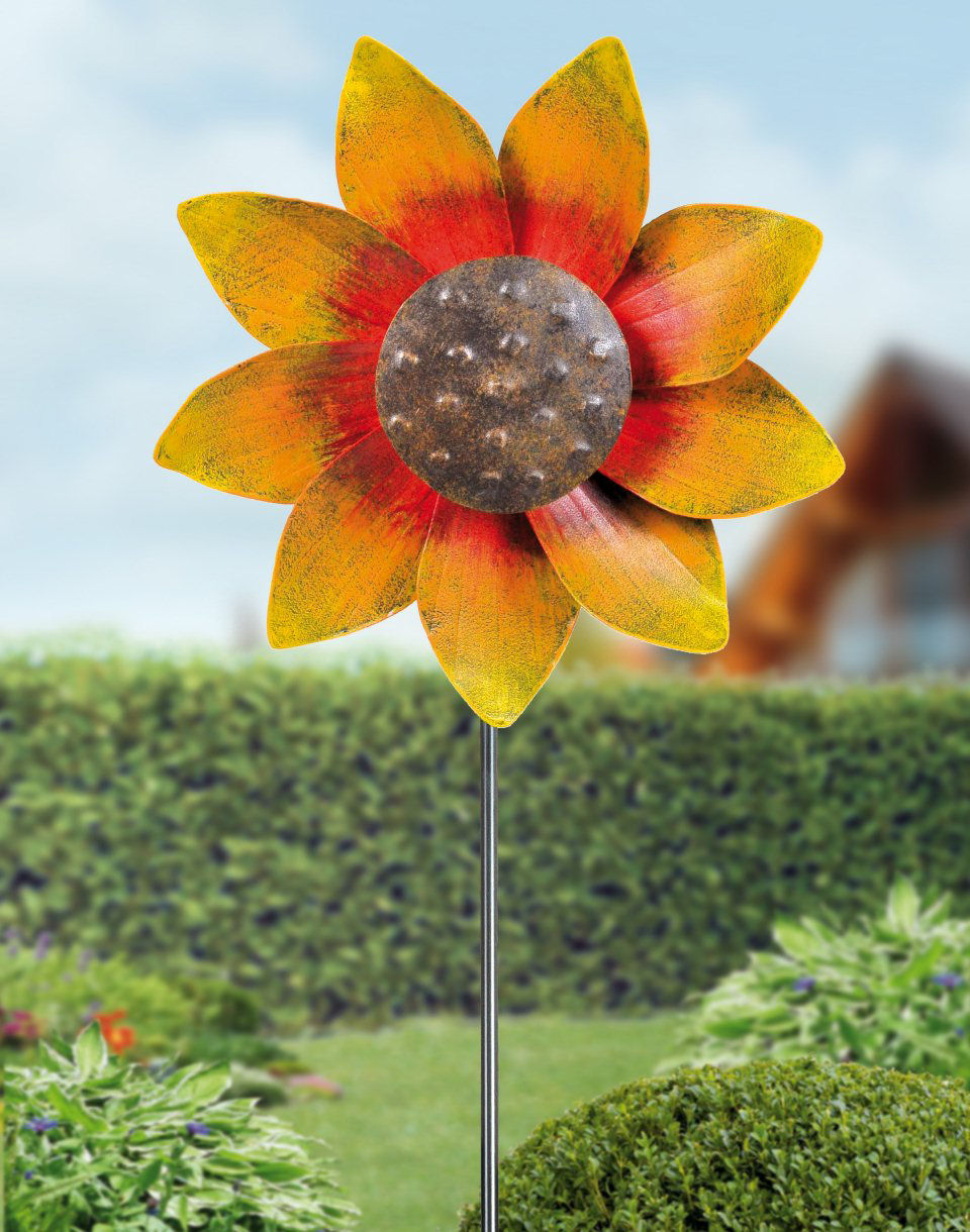 Windrad „Sonnenblume”, farbenfroher Gartendeko Beetstecker