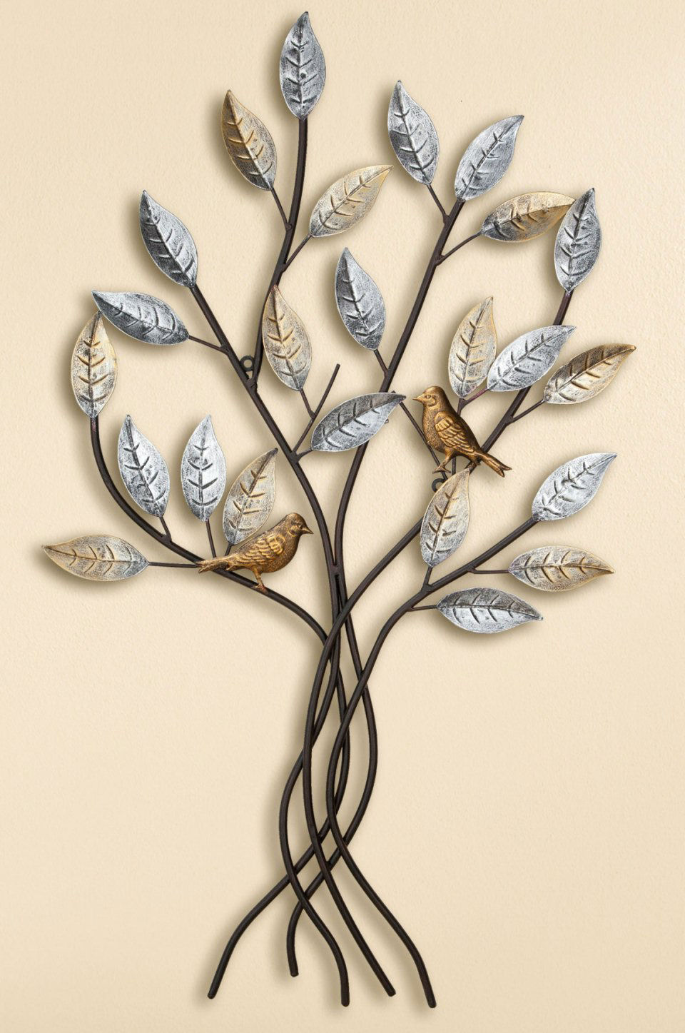 Wandrelief „Zweig mit Vögeln”, Wanddekoration aus Metall