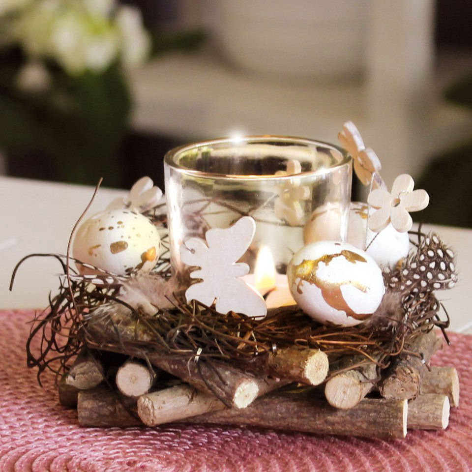 Dekokranz „Ostern”, Tischdekoration mit Teelicht