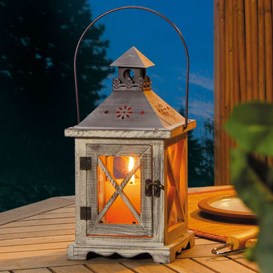 Deko gartenlaterne aus holz für wohnung, garten & terrasse