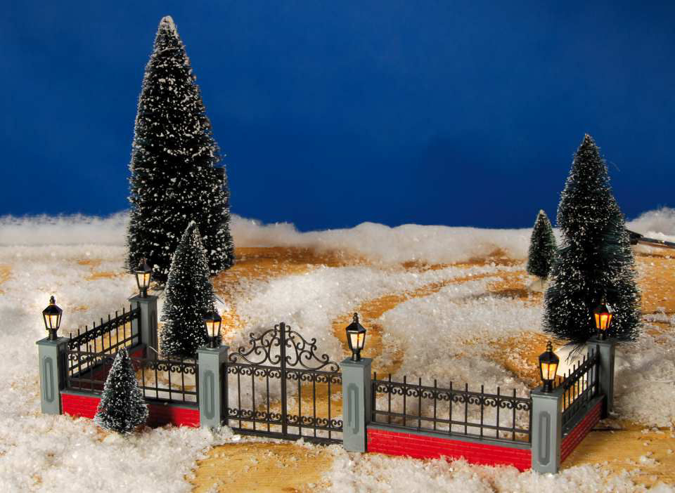 Miniatur schmiedeeiserner Zaun, Lichthäuser Weihnachtsdeko