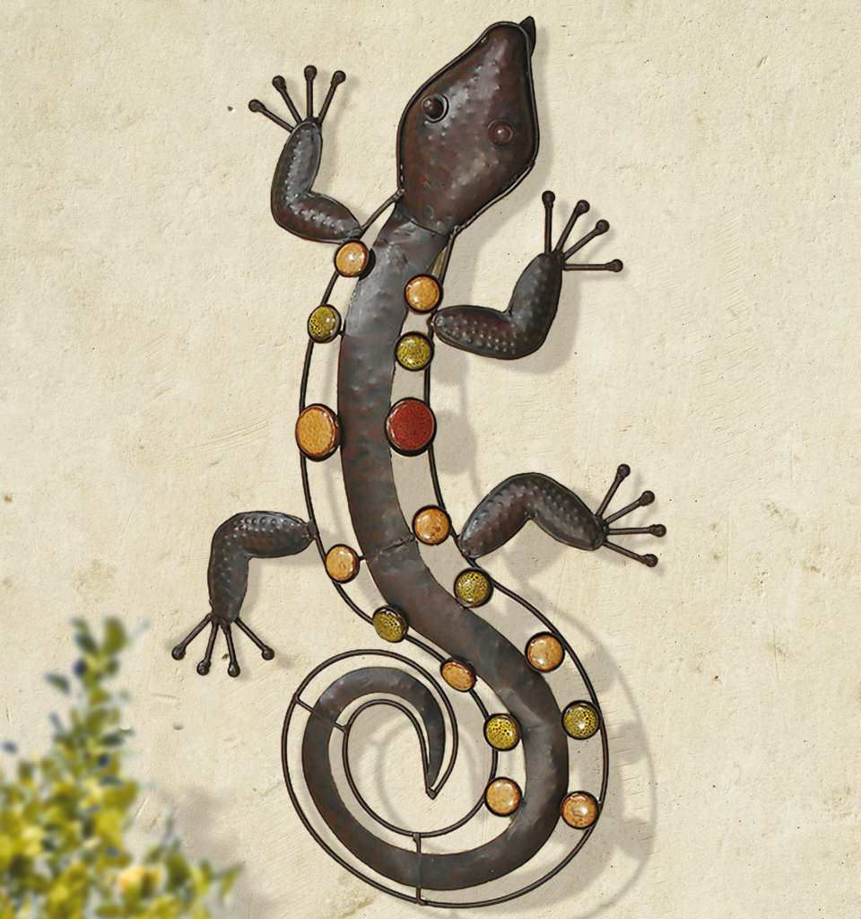 Wanddekoration „Salamander”, Gartendeko Tierfigur aus Metall