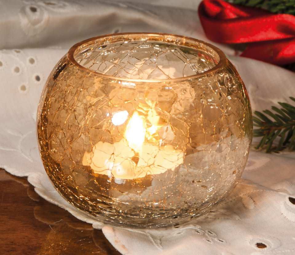 Weihnachtsdeko Glas-Teelichthalter „Craquelée”