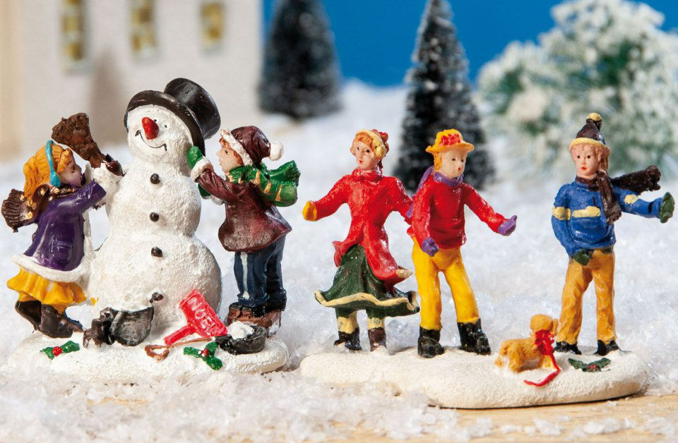 Lichthäuser Miniaturfiguren Set „Kinder im Schnee”