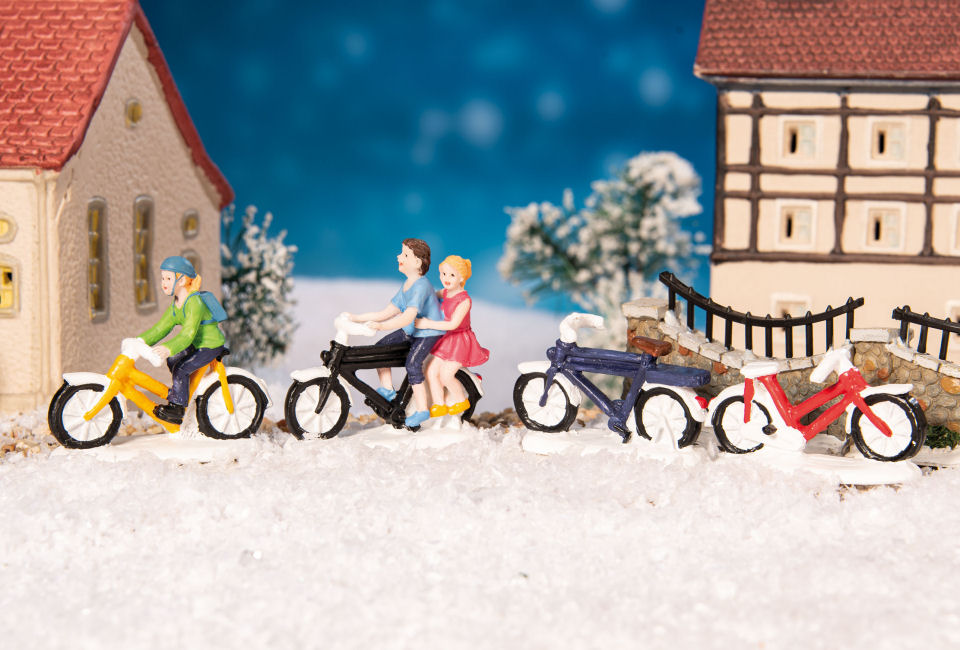 Lichthäuser Miniaturfiguren 4er-Set „Fahrräder”