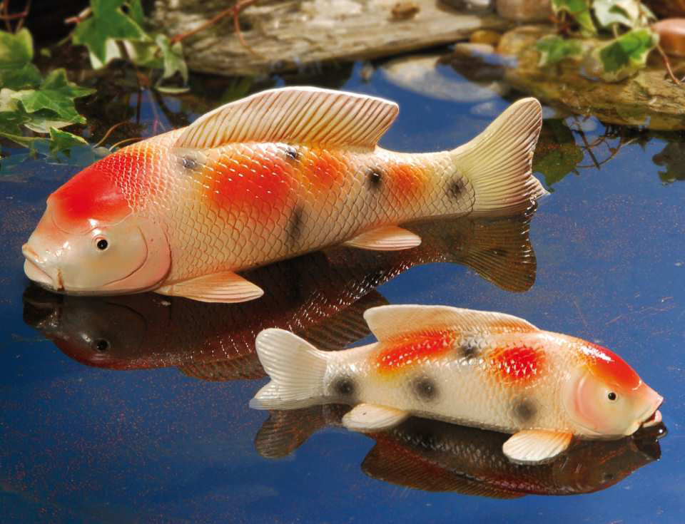 Teichfiguren Koi-Karpfen, naturgetreue Gartenteich Deko