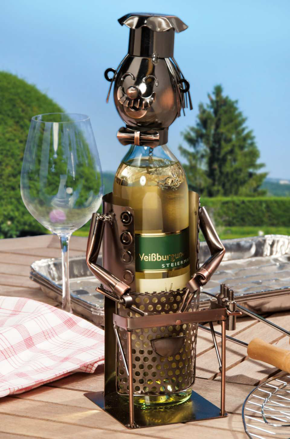 Weinflaschenhalter Grillmeister, Metall Flaschenständer