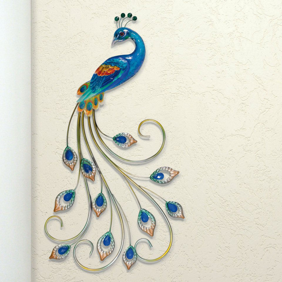 Wandrelief „Pfau”, Wanddekoration aus Metall