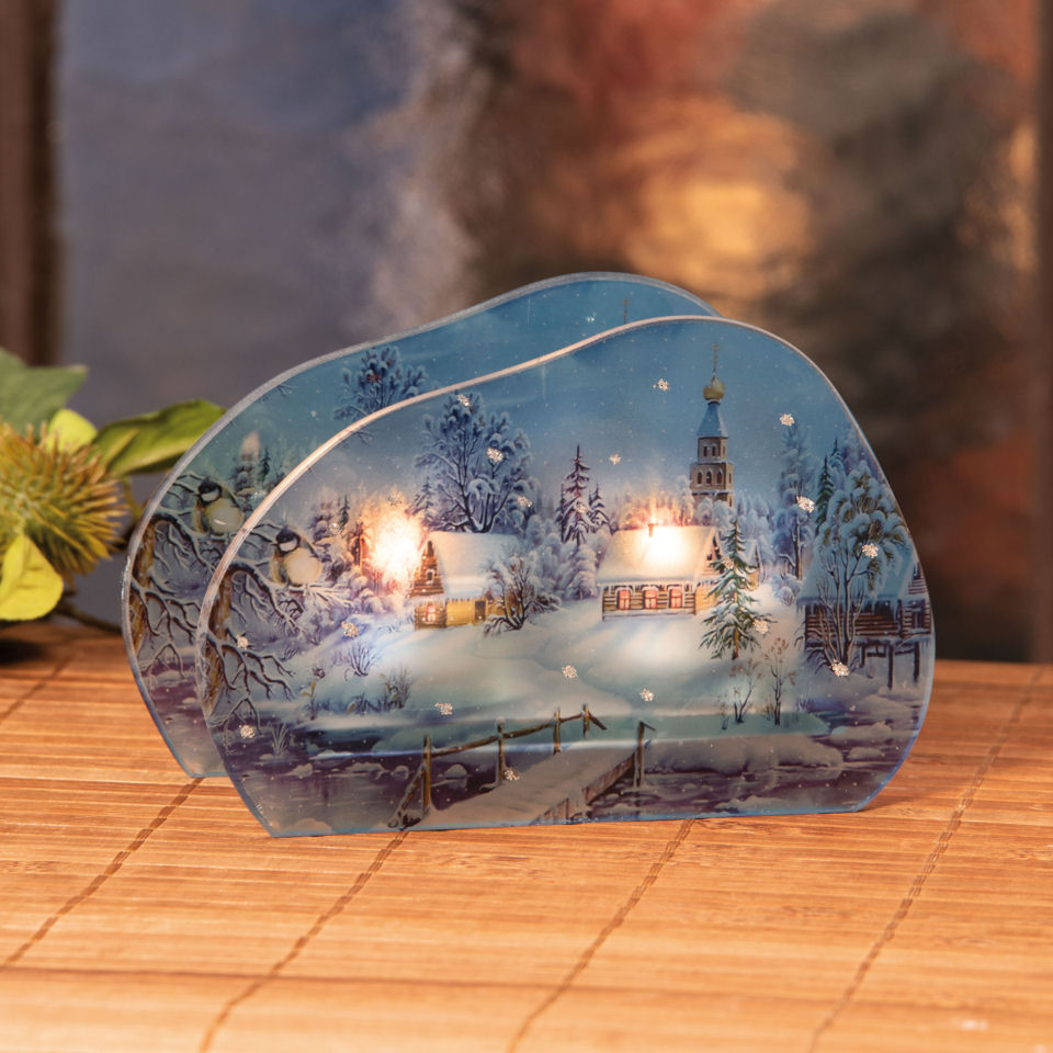 Teelichthalter „Winterlandschaft”, Weihnachtsdeko aus Glas