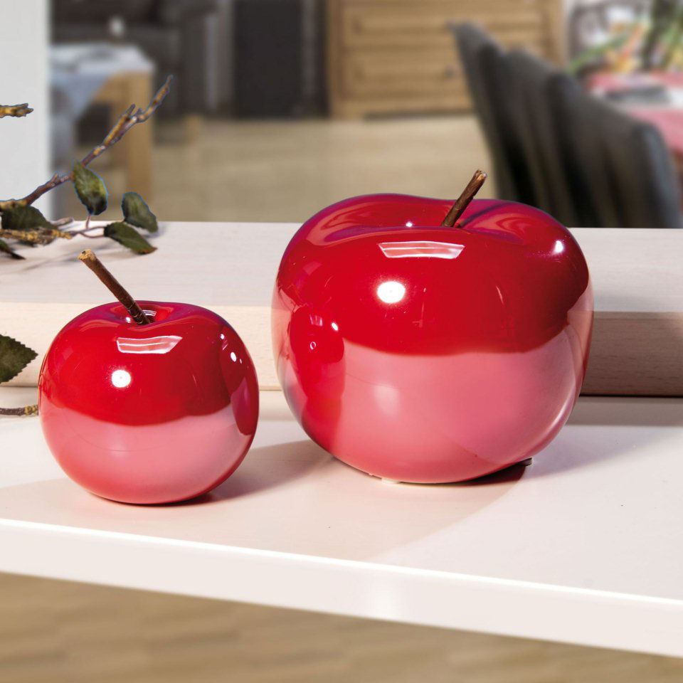 Deko-Äpfel aus roter Keramik, Deko-Obst zur Tischdekoration