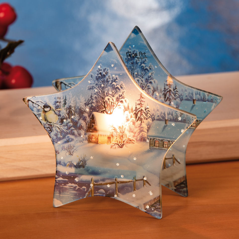 Teelichthalter „Wintermärchen”, sternförmiges Windlicht