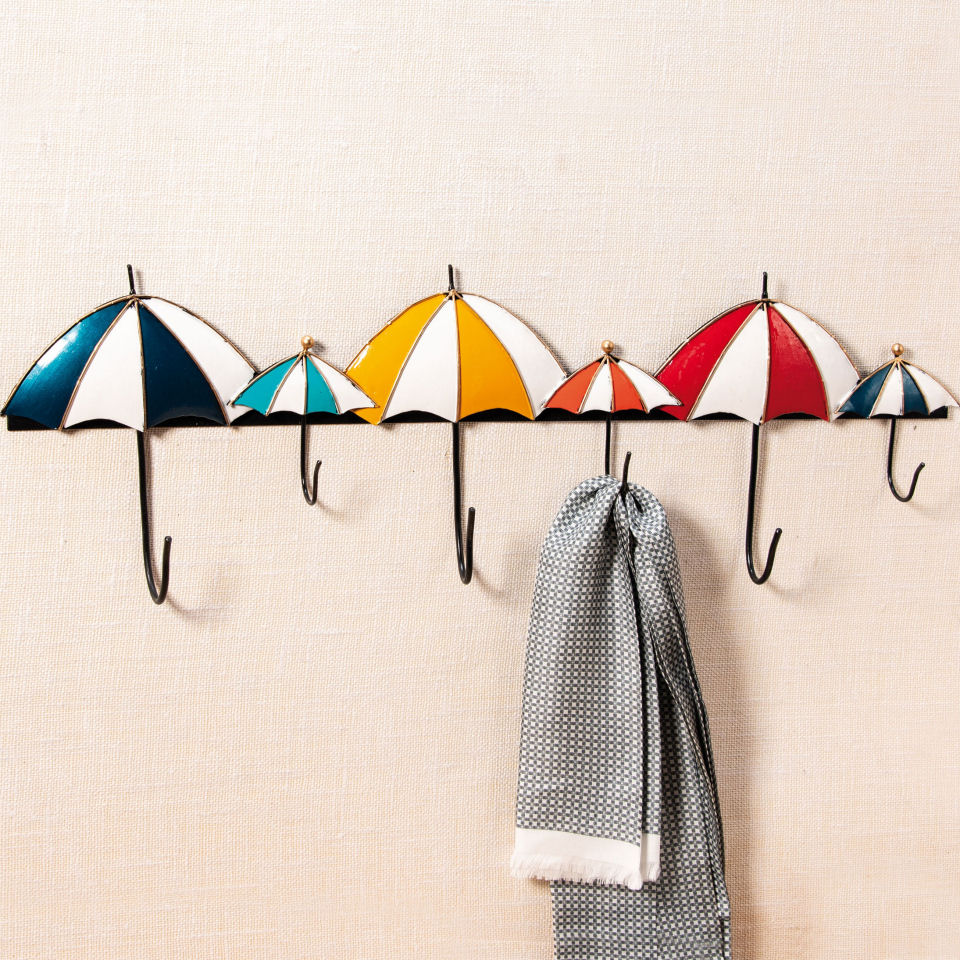 Hakenleiste „Schirme”, farbenfrohe Garderobenleiste