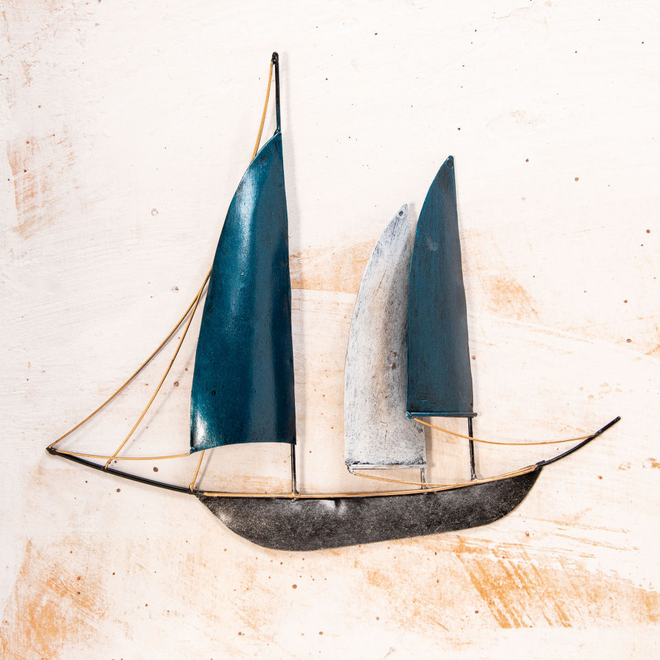 Wandrelief „Segelboot”, stilvolle Wanddeko in 3D-Optik