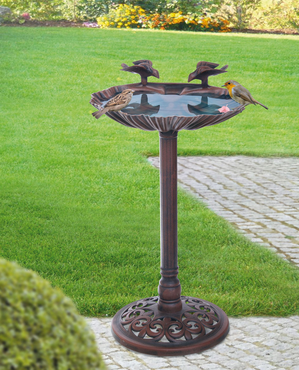 Vogeltränke mit Standfuß, Vogelbad aus Kunststoff