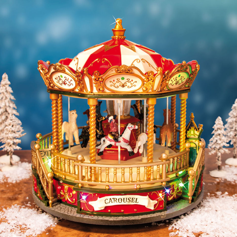 ★ Windmill LED Karussell,Carousel Animation Musik Weihnachten Deko Weihnachten 